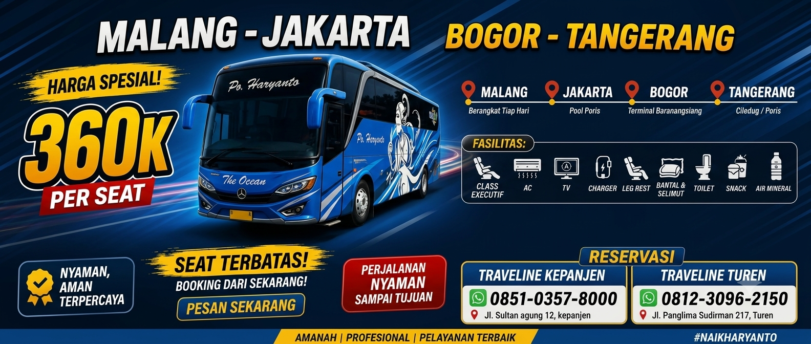 Promo Malang - Jakarta, Bogor, Tangerang 360K